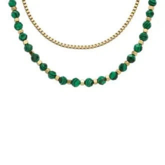 Collana con perline in malachite verde ricostituita All Stacked Up