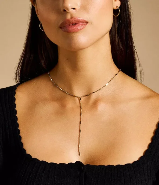 Collana Ellis All Stacked Up in acciaio inossidabile color oro con collo a Y