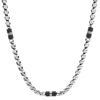 Collana Ellis in marmo nero e acciaio inossidabile
