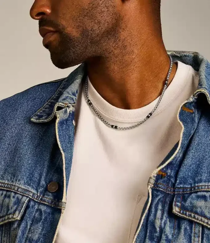 Collana Ellis in marmo nero e acciaio inossidabile