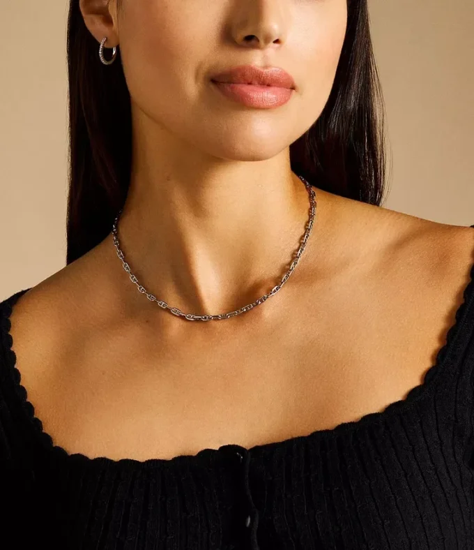 Collana Heritage con catena in ottone argentato D-Link