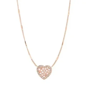 Collana in acciaio inossidabile color oro rosa con cuore mosaico