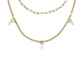Collana multistrato Ellis Shaky Glitz in acciaio inossidabile color oro