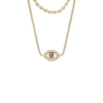 Collana multistrato Sutton Evil Eye in acciaio inossidabile dorato