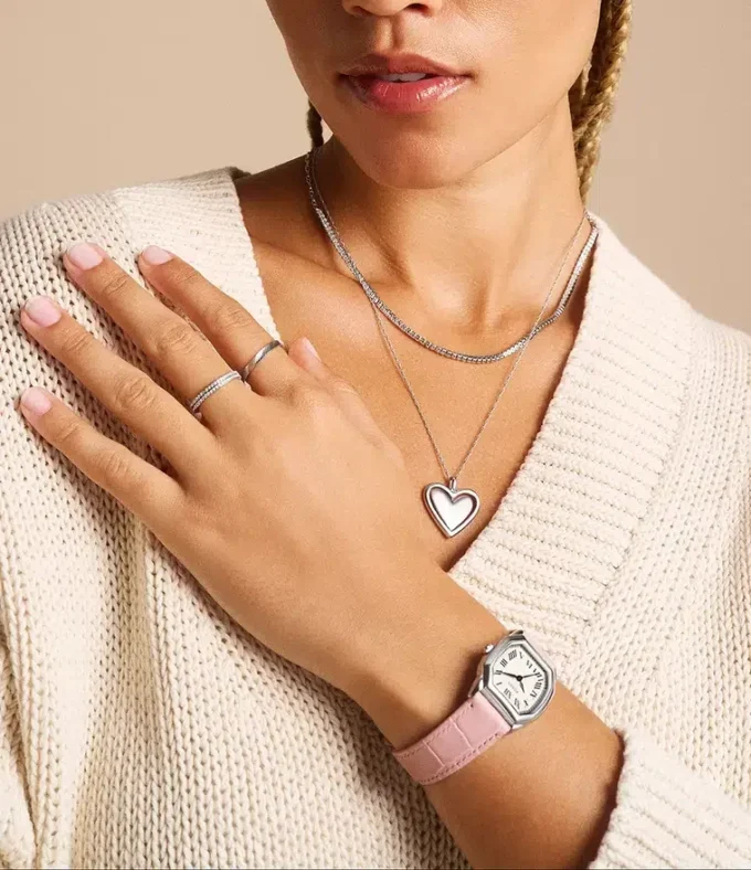 Collana Sutton Legacy Heart con pendente rotante in acciaio inossidabile