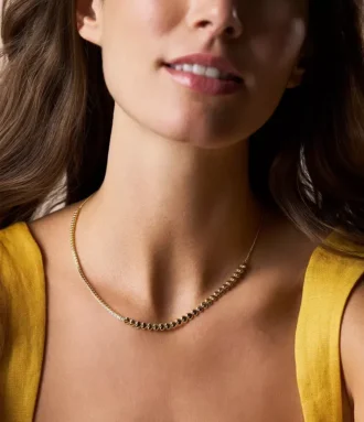 Collana tennis con maglie a cuore in ottone dorato Sutton Love-All