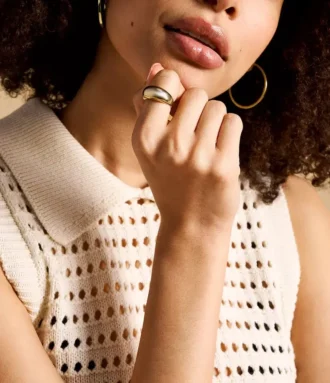 Collezione Ellis Domed Anello con fascia in acciaio inossidabile color oro