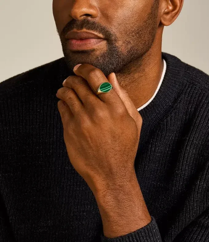 Collezione Ellis Signet Anello con sigillo in malachite verde