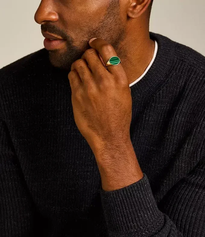 Collezione Ellis Signet Anello con sigillo in malachite verde
