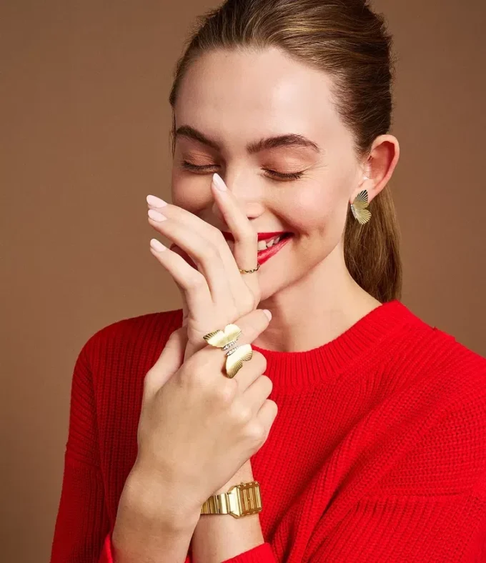 Collezione Sutton Butterfly Anello centrale in acciaio inossidabile color oro