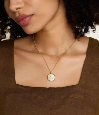 Leo Sutton Zodiac Collana con pendente in acciaio inossidabile dorato e madreperla dorata