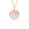 Libra Sutton Zodiac Collana con pendente in acciaio inossidabile dorato e madreperla rosa