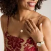 Libra Sutton Zodiac Collana con pendente in acciaio inossidabile dorato e madreperla rosa