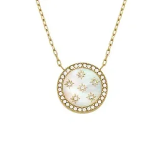 Merrit Classic Collana con pendente in acciaio inossidabile color oro e madreperla