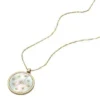 Merrit Classic Collana con pendente in acciaio inossidabile color oro e madreperla