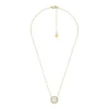 Merrit Classic Collana con pendente in acciaio inossidabile color oro e madreperla