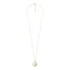 Merrit Classic Collana con pendente in acciaio inossidabile color oro e madreperla