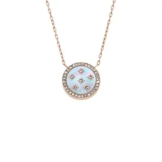 Merrit Classic Collana con pendente in acciaio inossidabile color oro rosa e madreperla