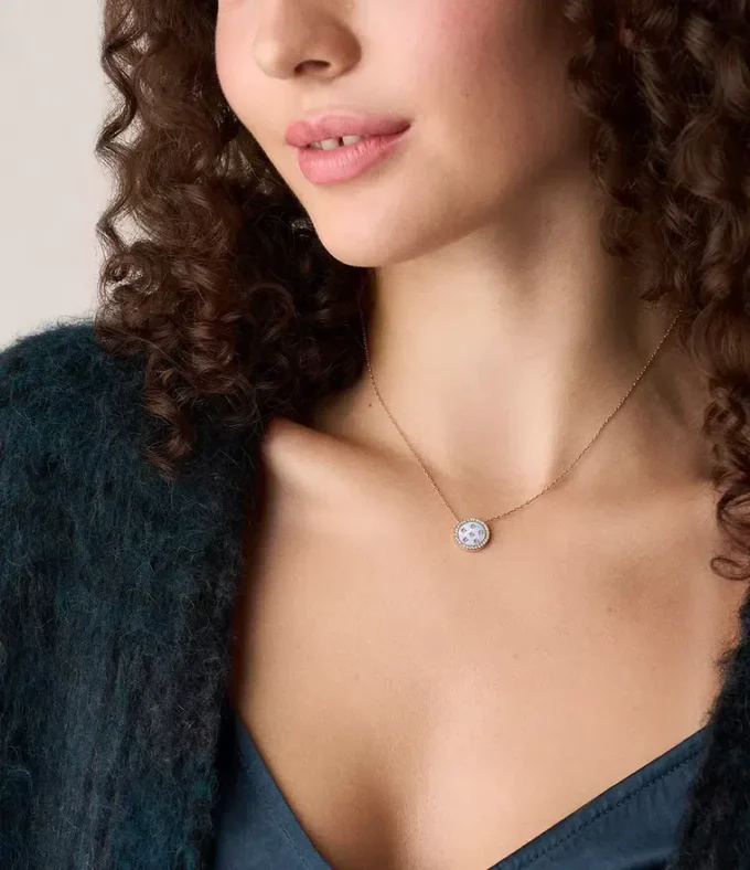 Merrit Classic Collana con pendente in acciaio inossidabile color oro rosa e madreperla