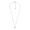 Merrit Collana con pendente in acciaio inossidabile color argento e madreperla senza tempo