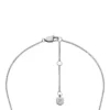 Merrit Collana con pendente in acciaio inossidabile color argento e madreperla senza tempo