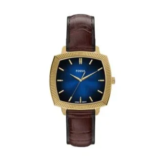 Nick Jonas x Fossil Machine Luxe Blue Vignette Orologio a tre lancette in pelle di coccodrillo marrone