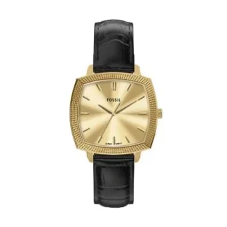 Nick Jonas x Fossil Machine Luxe Orologio a tre lancette in pelle di coccodrillo nera