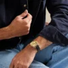 Nick Jonas x Fossil Machine Luxe Orologio a tre lancette in pelle di coccodrillo nera