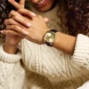 Nick Jonas x Fossil Machine Luxe Orologio a tre lancette in pelle di coccodrillo nera