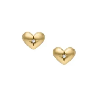 Orecchini a bottone a forma di cuore in acciaio inossidabile dorato Sadie All My Love