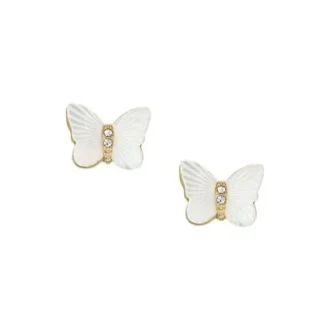 Orecchini a bottone con farfalla in madreperla bianca Sutton Radiant Wings