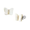 Orecchini a bottone con farfalla in madreperla bianca Sutton Radiant Wings
