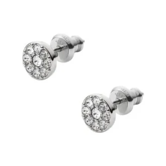 Orecchini a bottone Ellis Disc in acciaio inossidabile color argento
