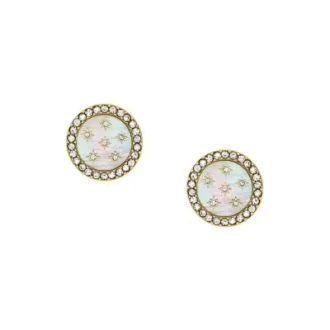 Orecchini a bottone Merrit Classic in acciaio inossidabile color oro con madreperla