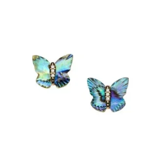 Orecchini a bottone Sutton Butterfly Wings Multicolor Abalone