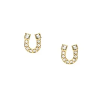 Orecchini a bottone Sutton Horseshoe in acciaio inossidabile dorato