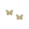 Orecchini a bottone Sutton Pavé Butterfly in acciaio inossidabile dorato