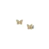 Orecchini a bottone Sutton Pavé Butterfly in acciaio inossidabile dorato