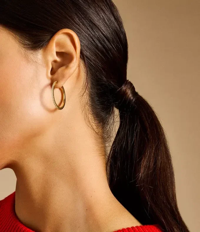 Orecchini a cerchio Ellis Pavé Glitz in ottone dorato