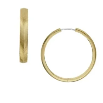 Orecchini a cerchio Harlow in acciaio inossidabile color oro con texture lineare