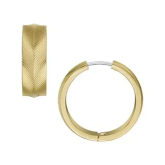 Orecchini a cerchio Harlow in acciaio inossidabile color oro con texture lineare