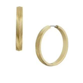Orecchini a cerchio Harlow in acciaio inossidabile color oro con texture lineare