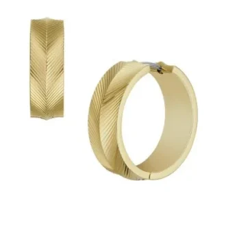 Orecchini a cerchio Harlow in acciaio inossidabile color oro con texture lineare