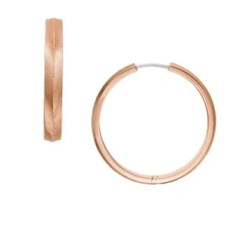 Orecchini a cerchio Harlow in acciaio inossidabile color oro rosa con texture lineare