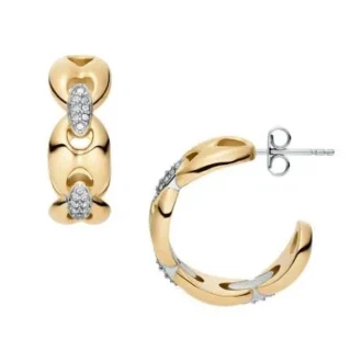 Orecchini a cerchio Heritage D-Link Glitz in acciaio inossidabile bicolore