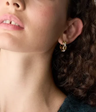 Orecchini a cerchio Heritage D-Link Glitz in acciaio inossidabile bicolore