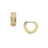 Orecchini a cerchio Huggie Harlow in acciaio inossidabile color oro con texture lineare