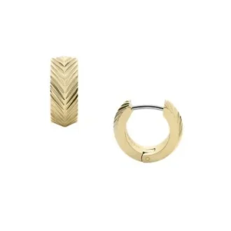 Orecchini a cerchio Huggie Harlow in acciaio inossidabile color oro con texture lineare