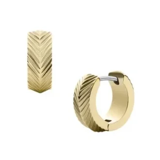 Orecchini a cerchio Huggie Harlow in acciaio inossidabile color oro con texture lineare