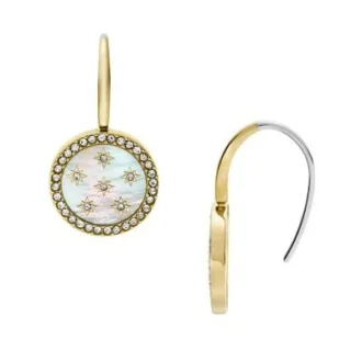 Orecchini pendenti classici Merrit in acciaio inossidabile color oro con madreperla